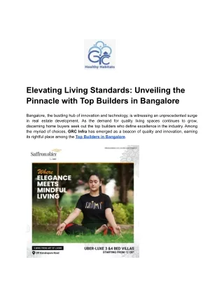 Elevating Living Standards_ Unveiling the Pinnacle with Top Builders in Bangalore