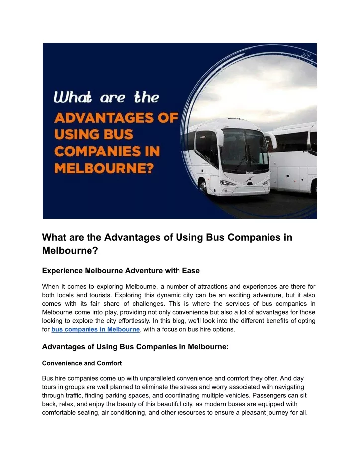 what are the advantages of using bus companies