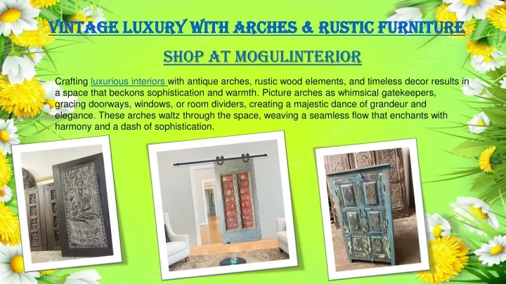 vintage luxury with arches rustic furniture