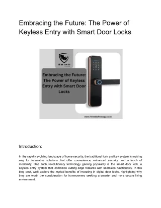 Embracing the Future_ The Power of Keyless Entry with Smart Door Locks