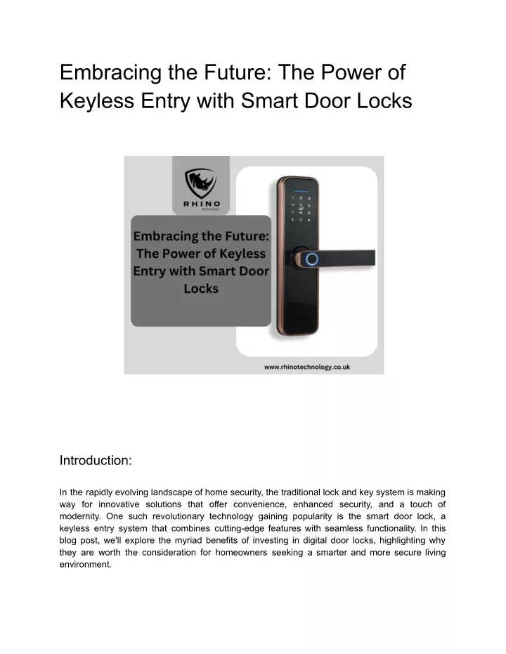 embracing the future the power of keyless entry