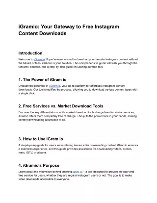 iGramio: Your Gateway to Free Instagram Content Downloads