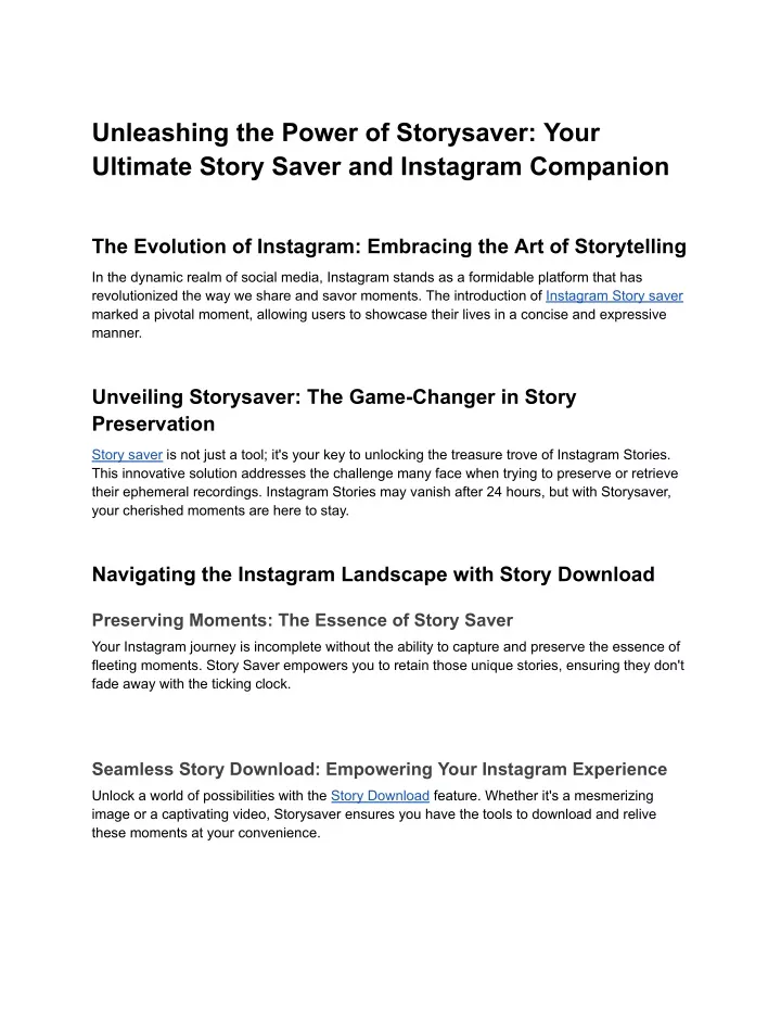 unleashing the power of storysaver your ultimate