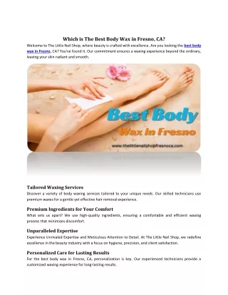 Which is The Best Body Wax in Fresno, CA