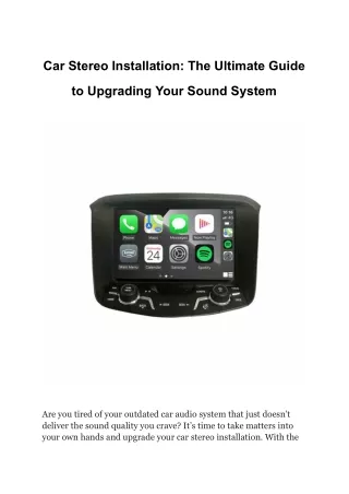 Car Stereo Installation_ The Ultimate Guide to Upgrading Your Sound System
