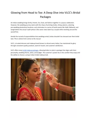 Glowing from Head to Toe with a Deep Dive into VLCC's Bridal Packages