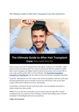 The Ultimate Guide to After Hair Transplant Care: Dos and Don’ts