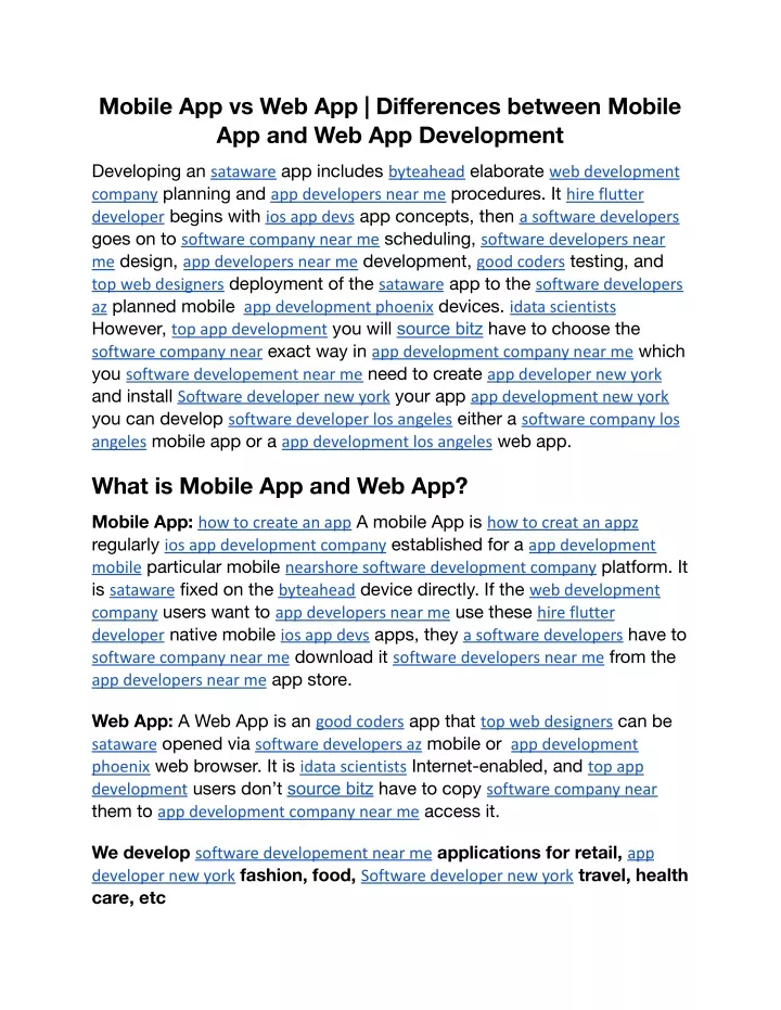 mobile app vs web app differences between mobile