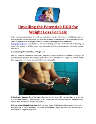 Unveiling the Potential HGH for Weight Loss For Sale