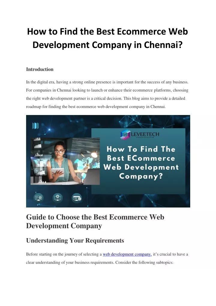 how to find the best ecommerce web development company in chennai