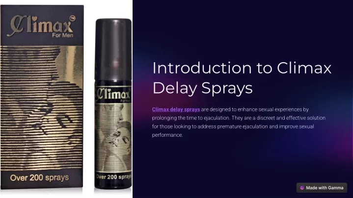 introduction to climax delay sprays