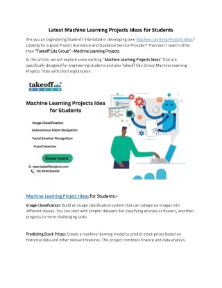 Latest Machine Learning Projects Ideas for Students
