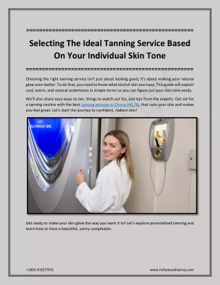 Selecting The Ideal Tanning Service Based On Your Individual Skin Tone