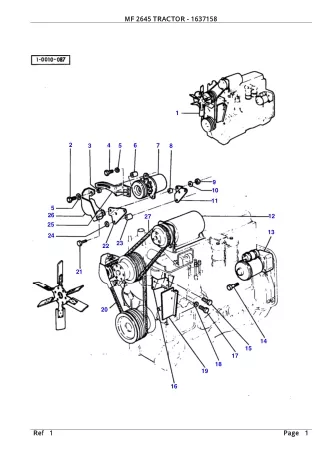 Massey Ferguson MF 2645 TRACTOR Service Parts Catalogue Manual (Part Number  1637158)