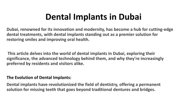 dental implants in dubai