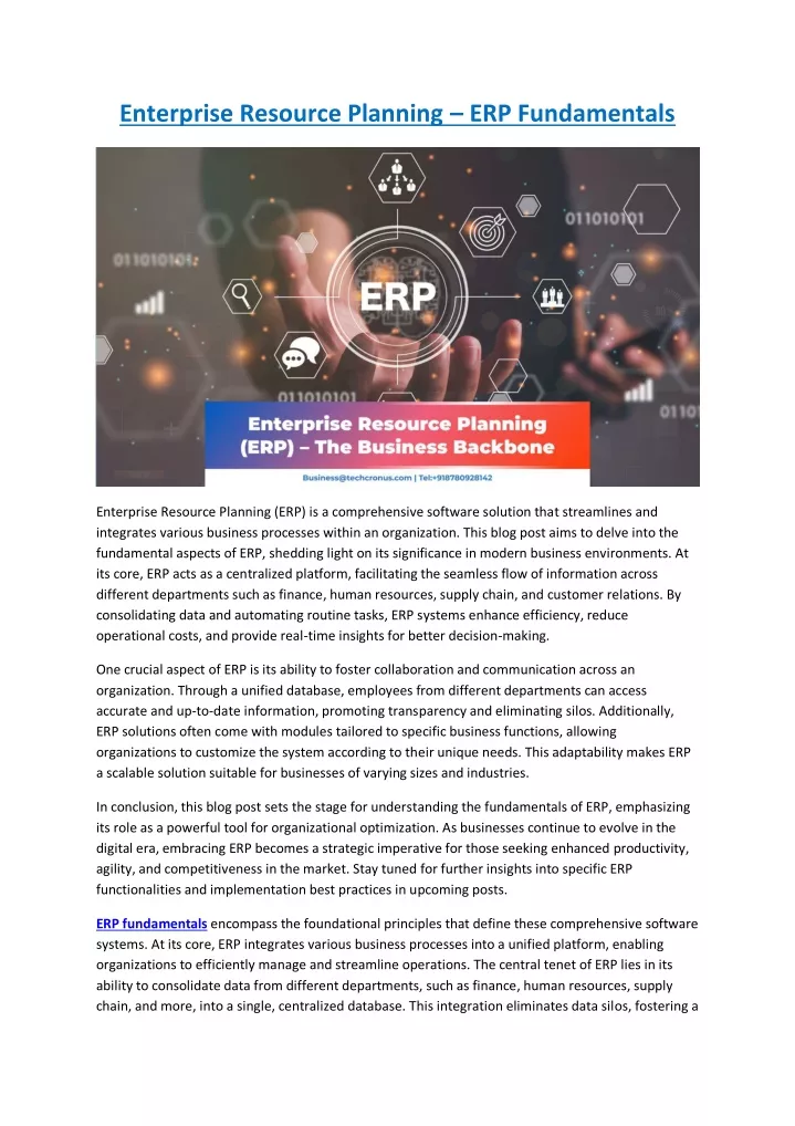 enterprise resource planning erp fundamentals