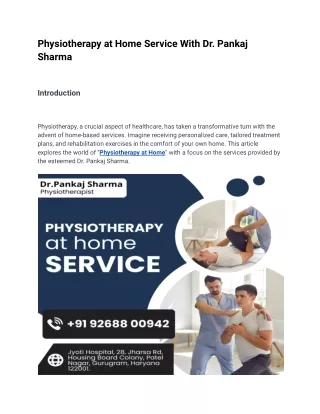 Physiotherapy at Home Service With Dr. Pankaj Sharma