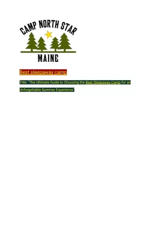 best sleepaway camp