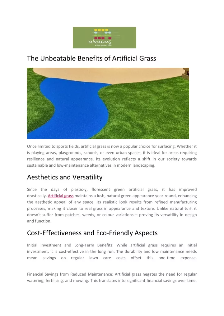 the unbeatable benefits of artificial grass