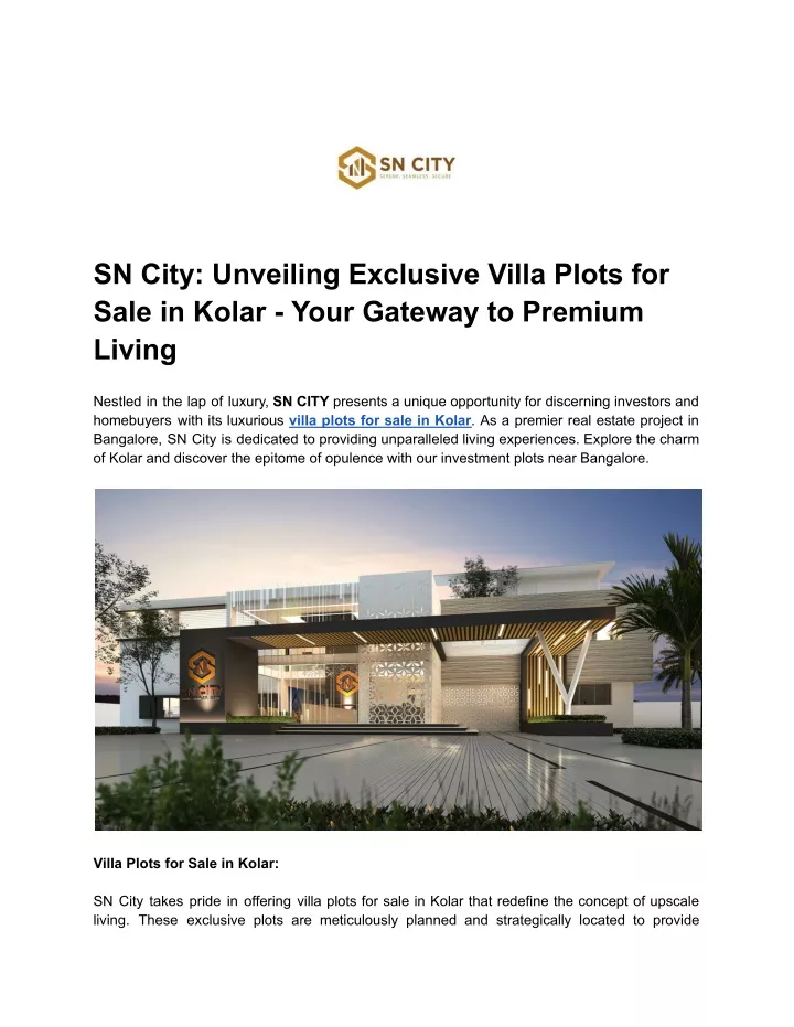 sn city unveiling exclusive villa plots for sale