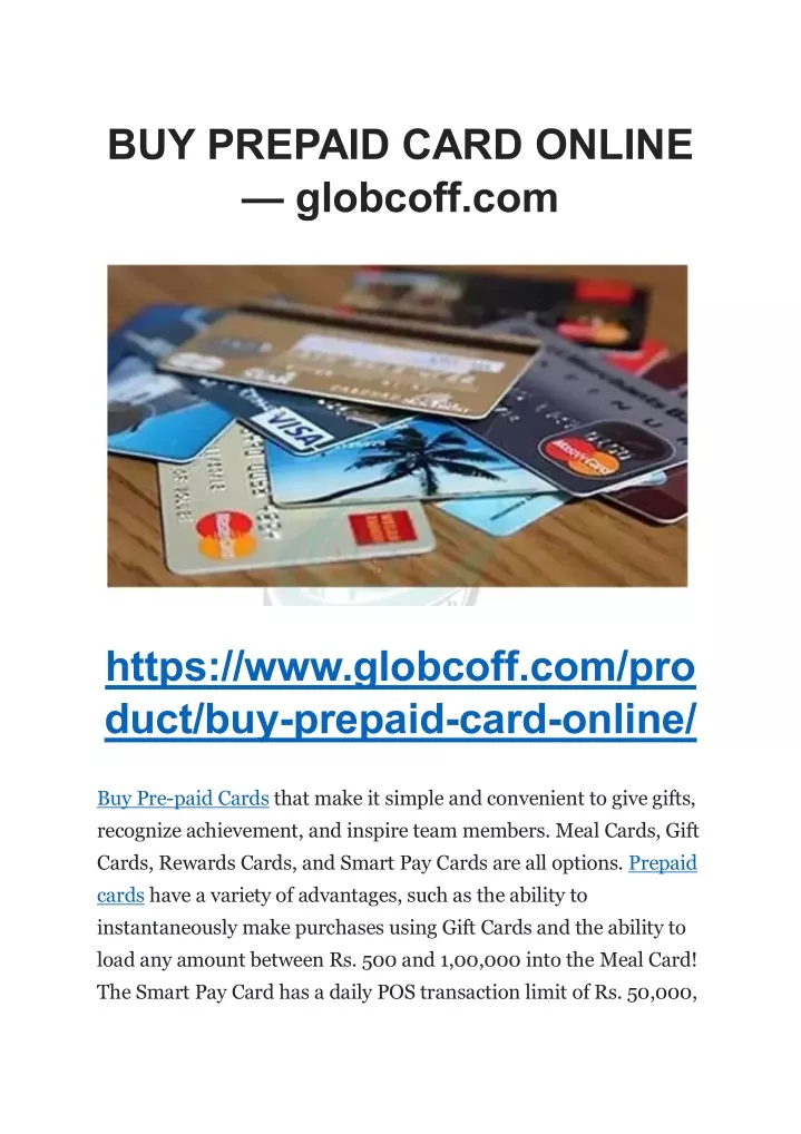 buy prepaid card online globcoff com