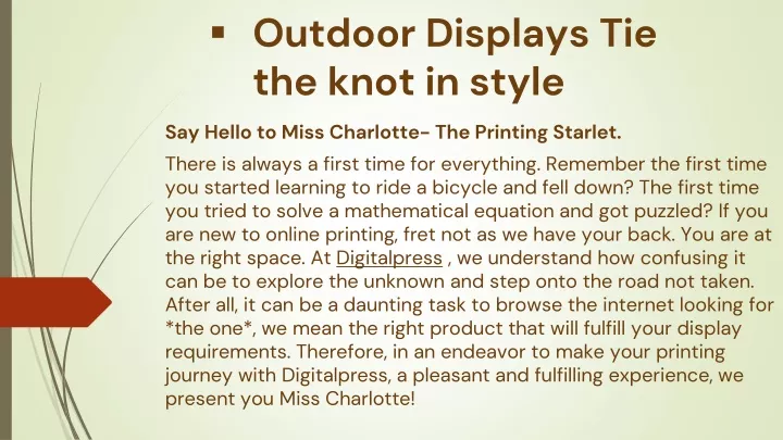 outdoor displays tie the knot in style