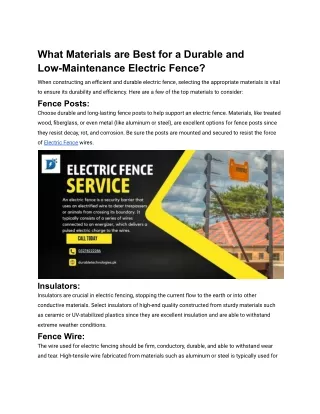 What Materials are Best for a Durable and Low-Maintenance Electric Fence