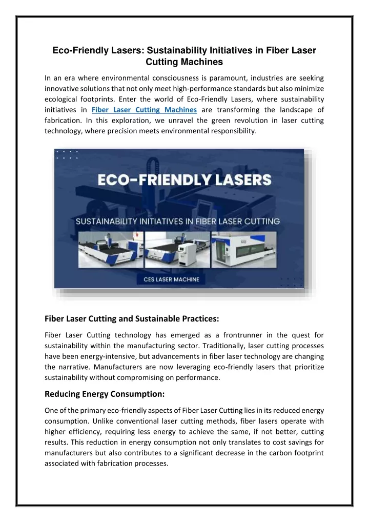 eco friendly lasers sustainability initiatives