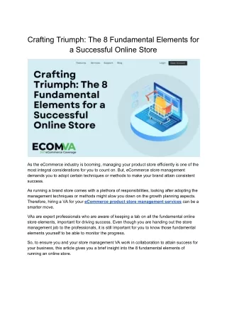 Crafting Triumph_ The 8 Fundamental Elements for a Successful Online Store