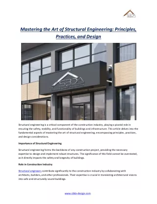Mastering the Art of Structural Engineering: Principles, Practices, and Design