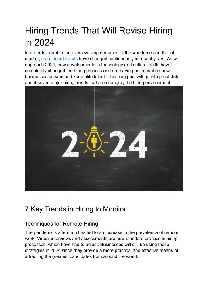 hiring trends that will revise hiring in 2024