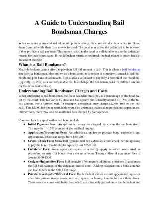 A Guide to Understanding Bail Bondsman Charges