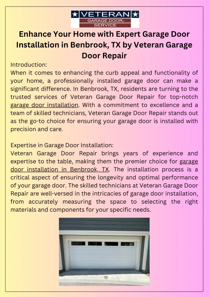 enhance your home with expert garage door