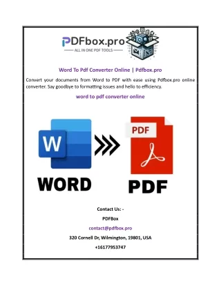 Word To Pdf Converter Online | Pdfbox.pro