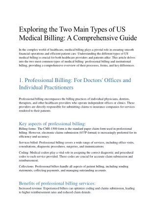 Exploring the Two Main Types of US Medical Billing A Comprehensive Guide