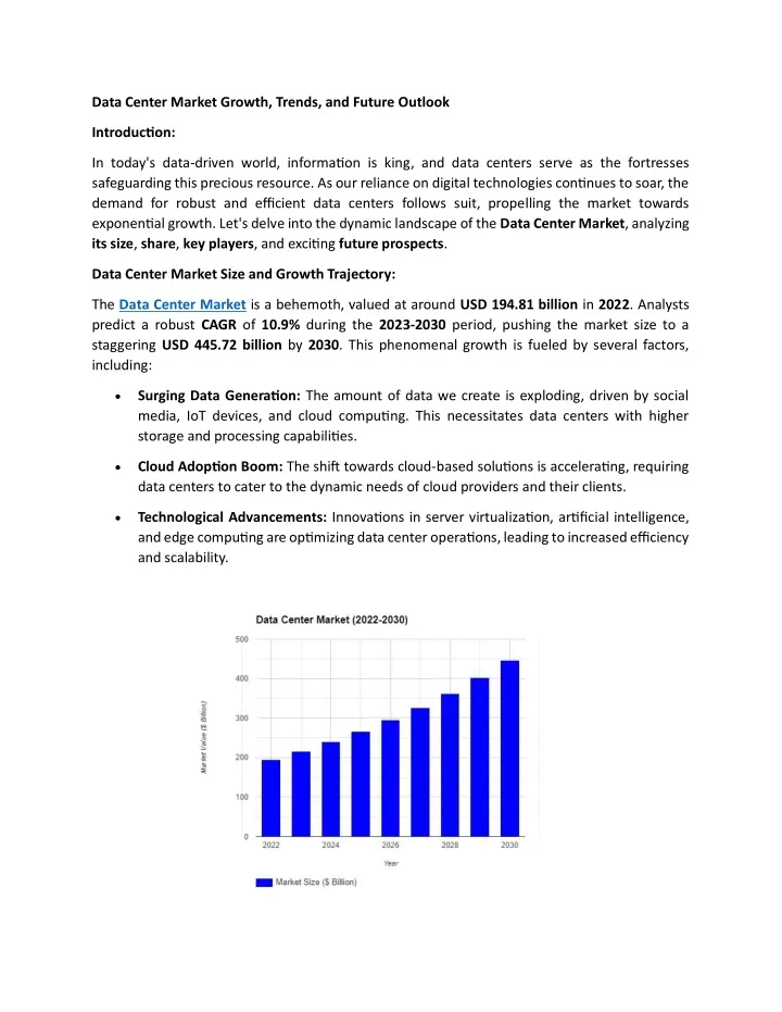 data center market growth trends and future