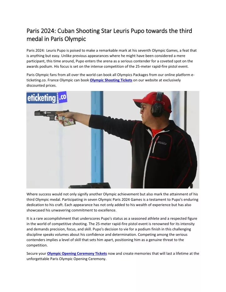 PPT Paris 2024 Cuban Shooting Star Leuris Pupo towards the third