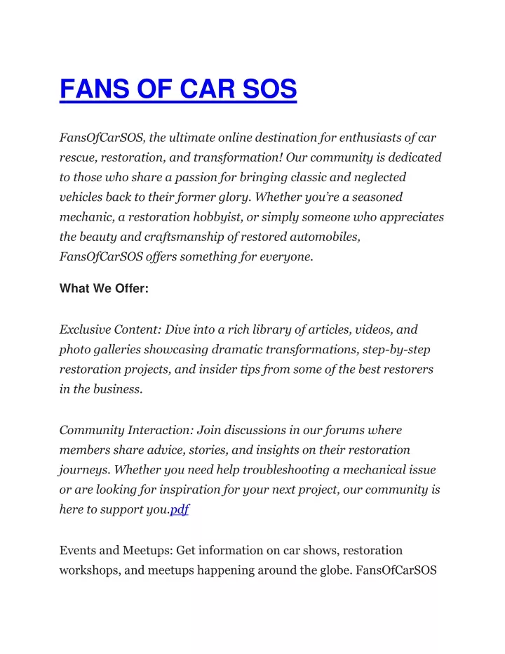 fans of car sos