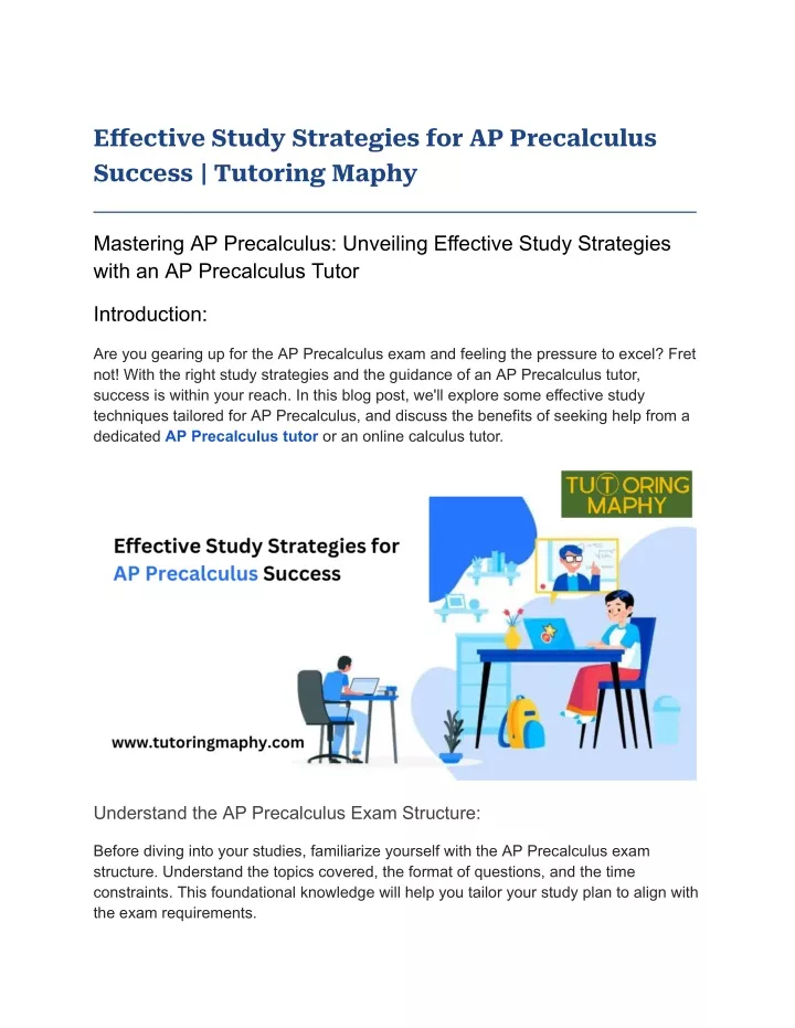 effective study strategies for ap precalculus