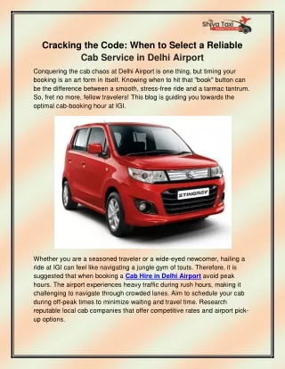 Cab Hire in Delhi Airport