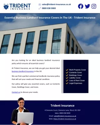 Essential Business Landlord Insurance Covers In The UK - Trident Insurance