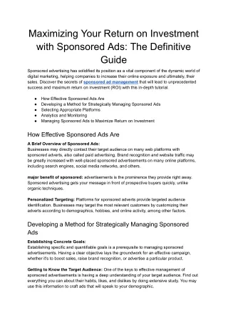 maximizing your return on investment with