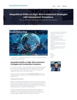 Geopolitical Shifts on High-Risk Investment Strategies with Someshwar Srivastava