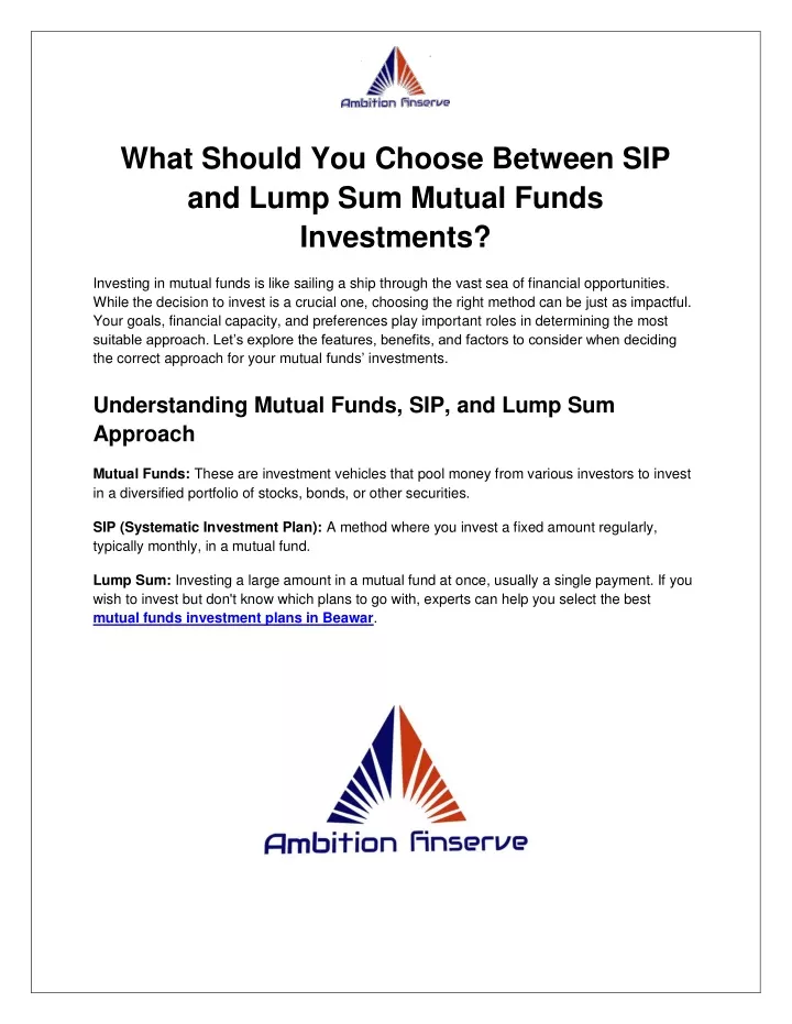 what should you choose between sip and lump