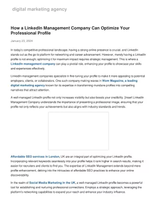 How a LinkedIn Management Company Can Optimize Your Professional Profile