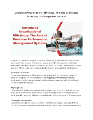 Optimizing Organizational Efficiency_ The Role of Business Performance Management Systems