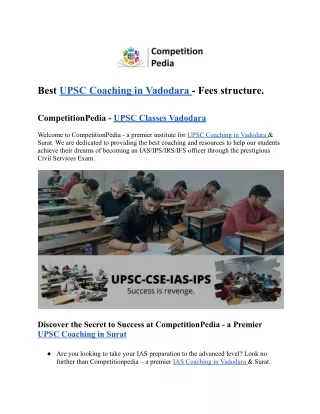 Best UPSC Coaching in Vadodara - Fees structure