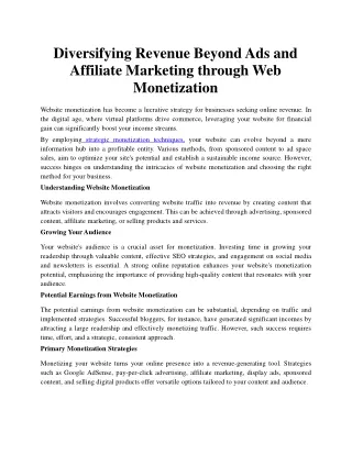 diversifying revenue beyond ads and affiliate