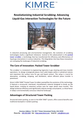 Revolutionizing Industrial Scrubbing Advancing Liquid-Gas Interaction Technologies for the Future