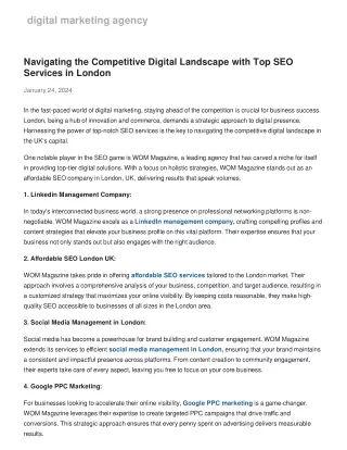 Navigating the Competitive Digital Landscape with Top SEO Services in London